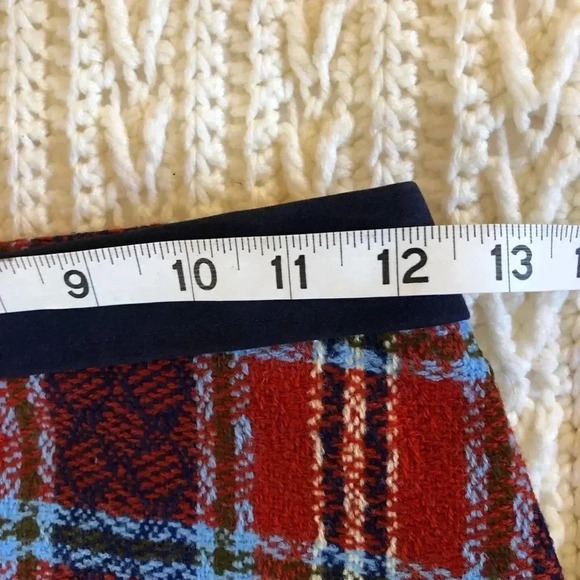 𝅺Vintage Handmade MCM Red/blue tweed trendy mini skirt size‎ XXS - Picture 6 of 10